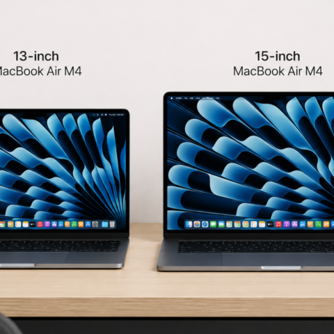 Side-by-side comparison of the 13-inch MacBook Air M4 and 15-inch MacBook Air M4